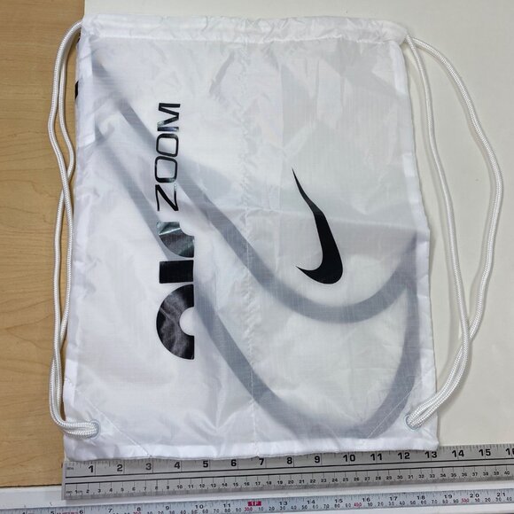 Nike Zoom White Drawstring Backpack For Shoes Lightweight Gym Bag With Black Swo - Picture 6 of 6